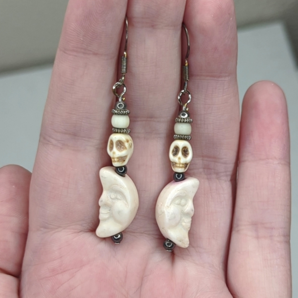 Skull and Moon Earrings